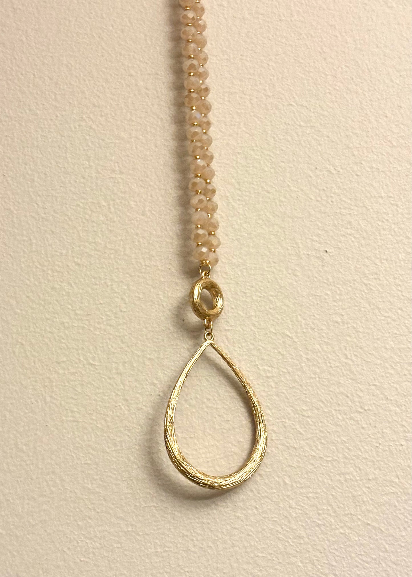 Teardrop Blush Glass Bead Necklace