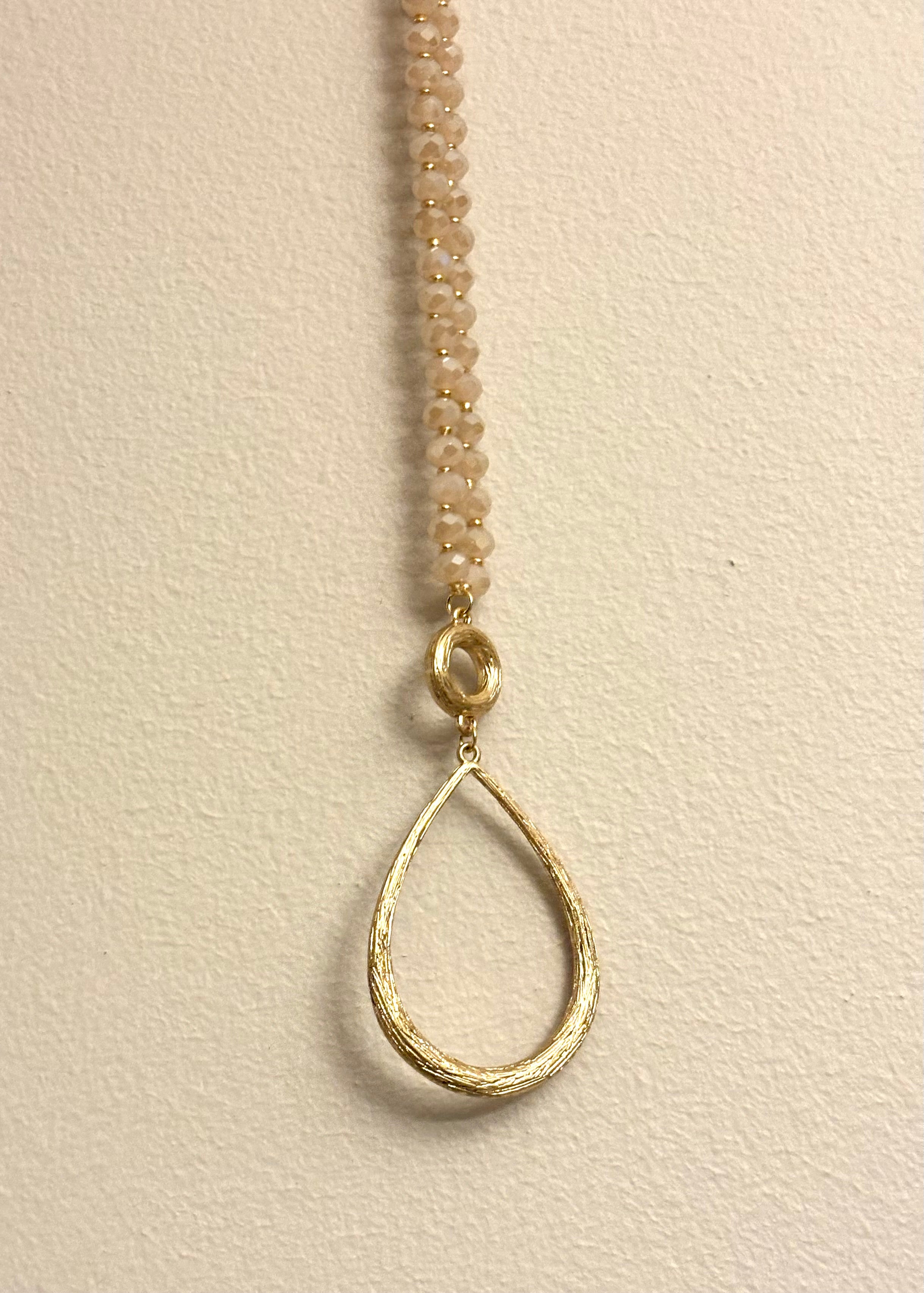 Teardrop Blush Glass Bead Necklace