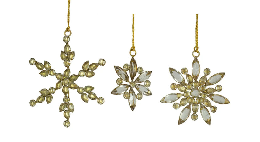 Jeweled Golden Snowflake and Ornament