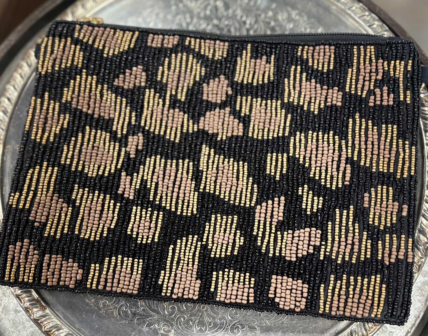 Leopard Line Bead Clutch