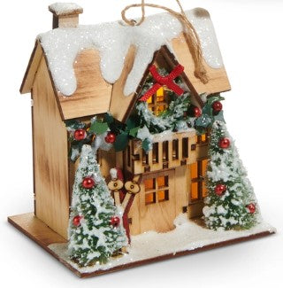 5" Lighted Lodge House Ornament