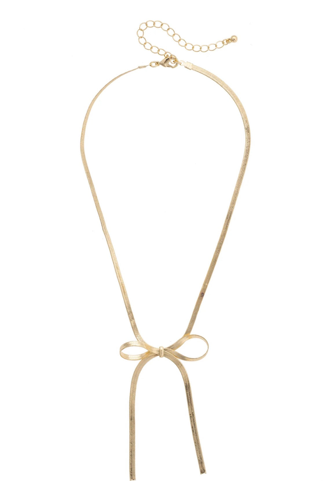 Andy Looped Bow Necklace in Shiny Gold