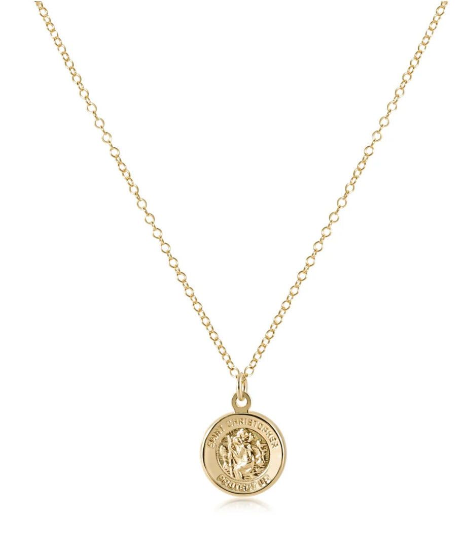 16" necklace gold - protection gold disc