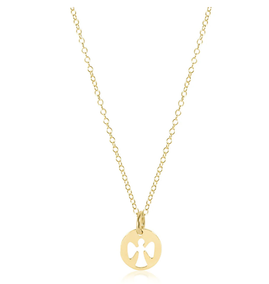 16" necklace gold - guardian angel gold disc
