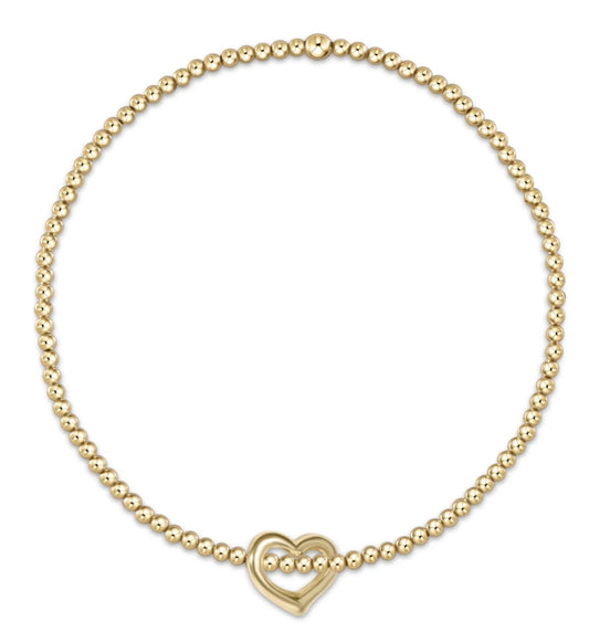 Classic Gold 2MM Bead Bracelet - Love Small Gold Charm