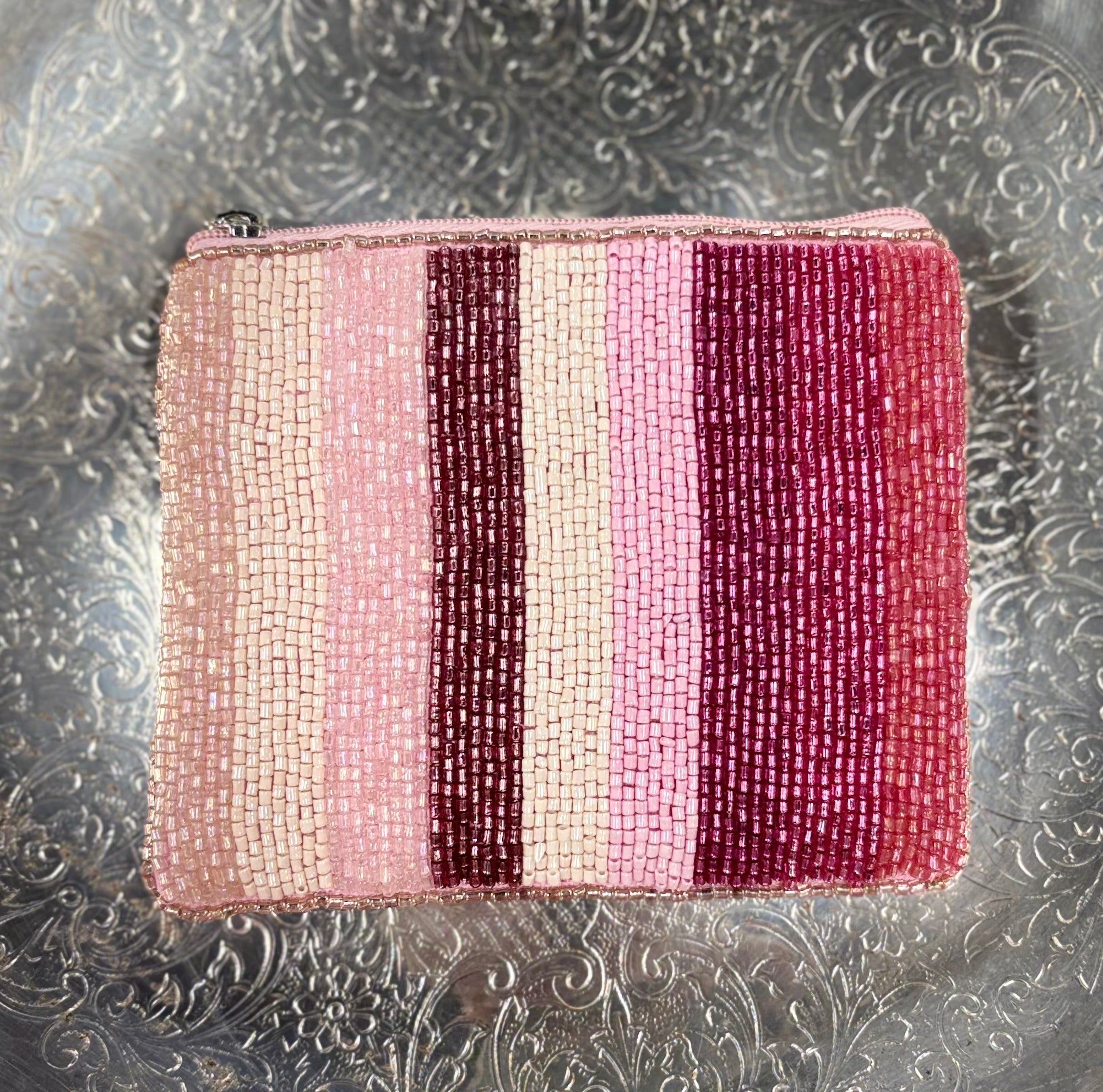 Beaded Stripe Pattern Coin Purse