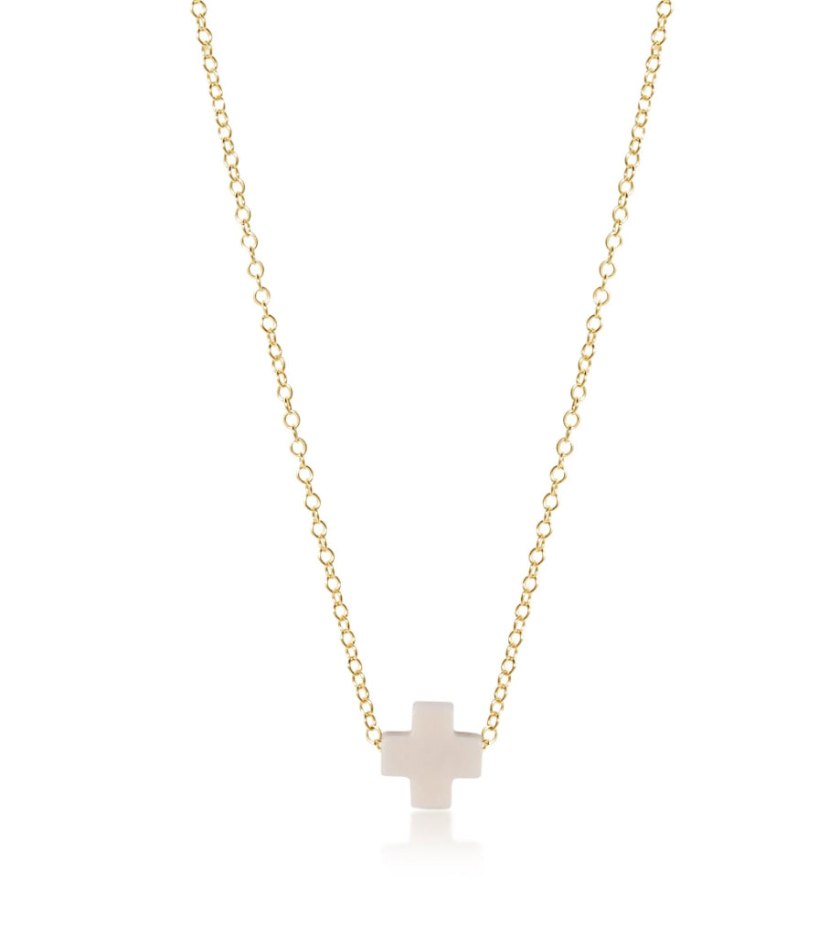 16" necklace gold - signature cross off white