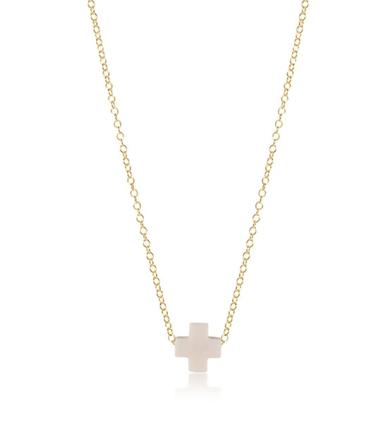 16" necklace gold - signature cross off white