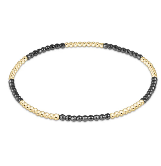Blissful Pattern 2mm Bead Bracelet - Silver Faceted Hematite
