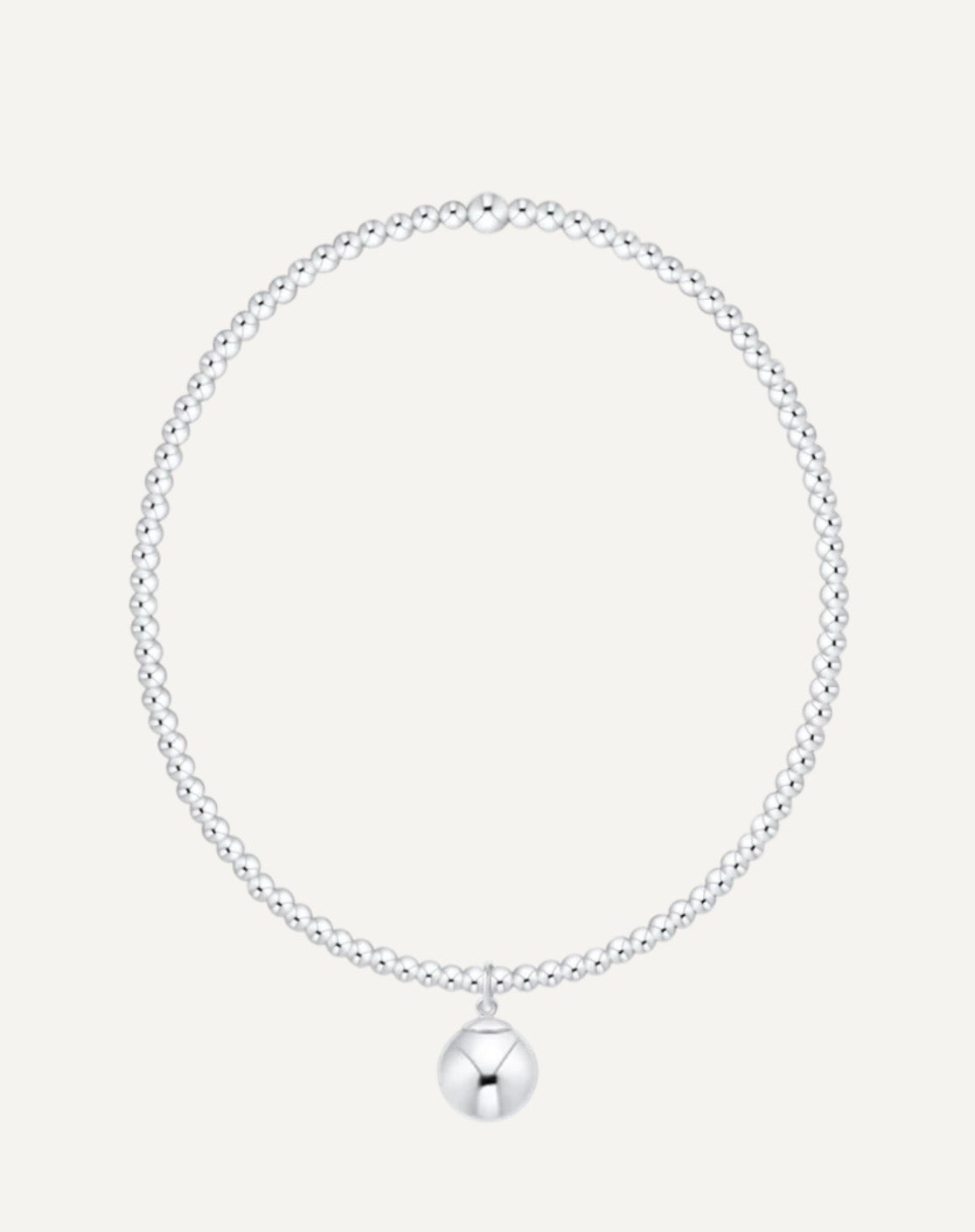 Classic Sterling 2mm Bead Bracelet - Small Sterling Charm
