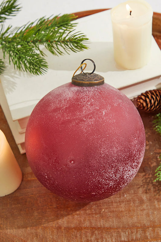 Frosted Ruby Glass Ornament