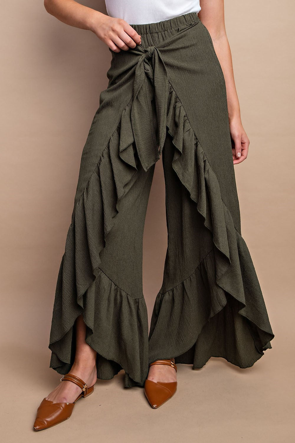 Tie Front Wide Leg Pants