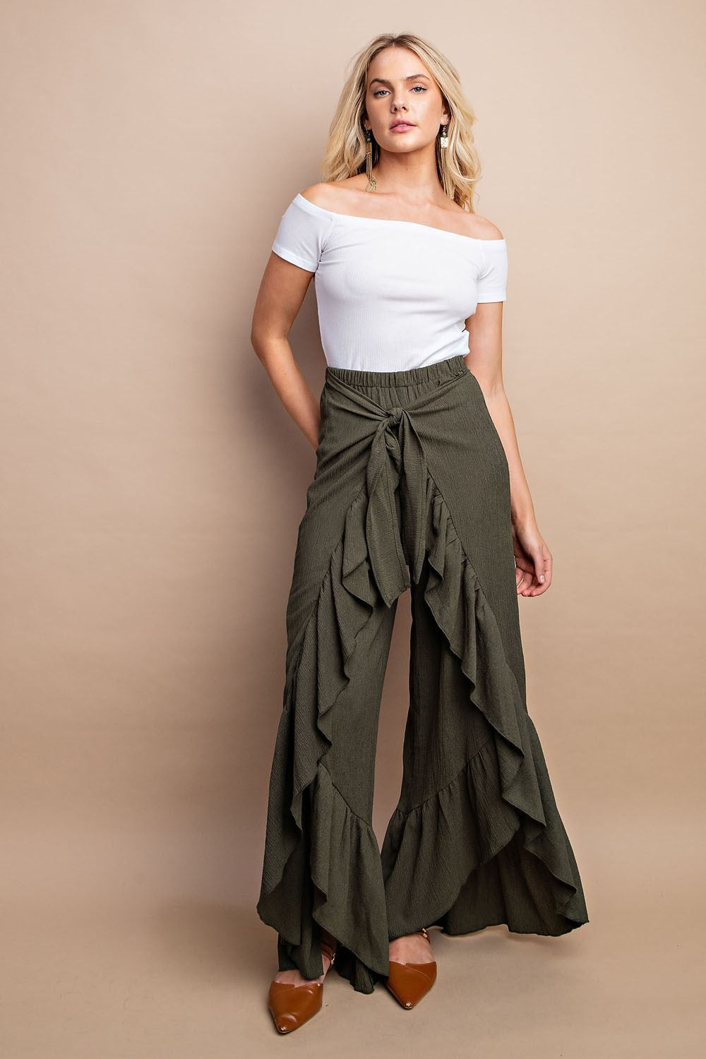 Tie Front Wide Leg Pants