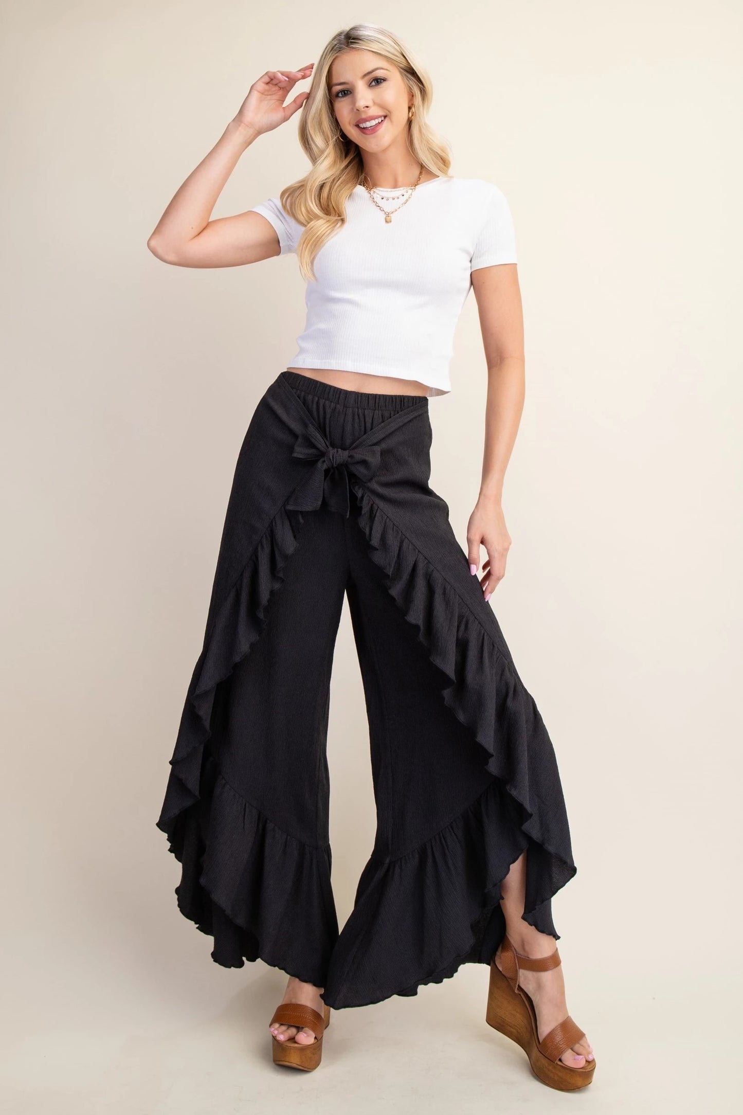 Tie Front Wide Leg Pants