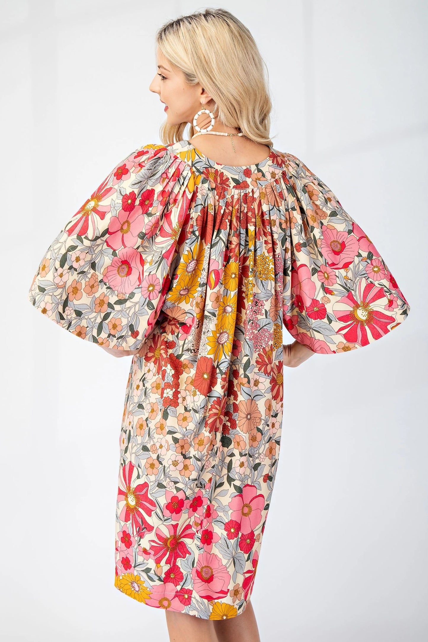 Floral Split Neck Dress