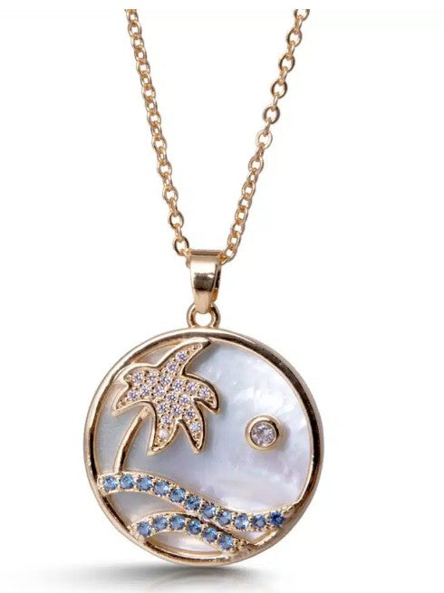 Gold Beach Love Mother Of Pearl Necklace