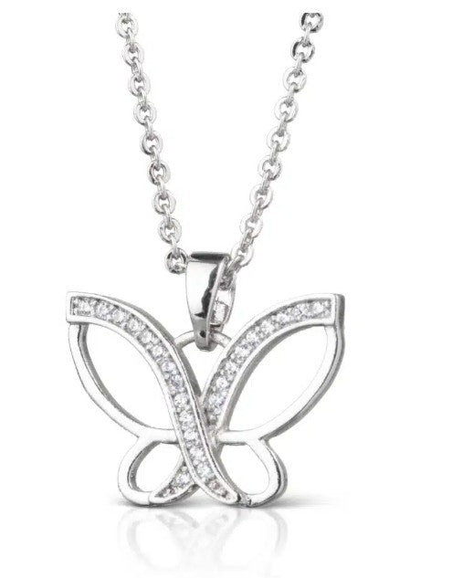 Criss-Cross Butterfly Necklace – Silver