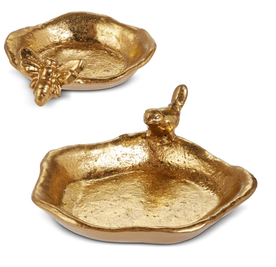 Gold Bee and Bird Trinket Trays