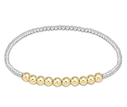 Classic Blissful Pattern 2mm Bead Bracelet 4mm Mixed Metal