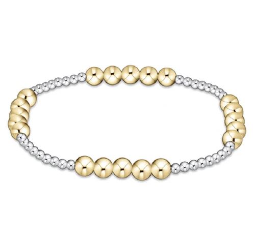 Gold Blissful Pattern 2mm Bead Bracelet 4mm Mixed Metal