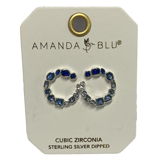 Blue Multi-Cut Half Circles Earrings