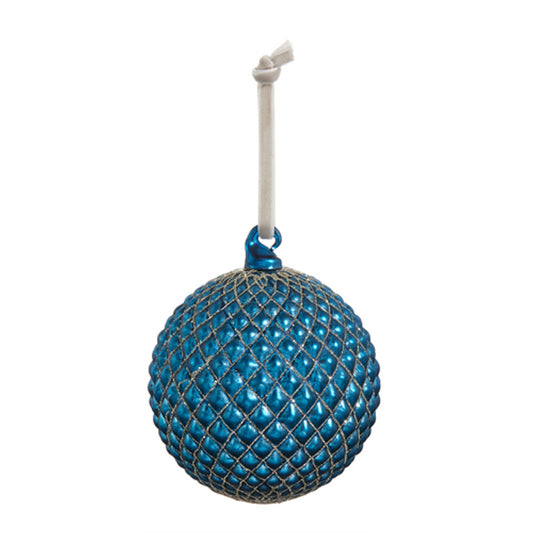 Cobalt Blue Quilted Ball Ornament