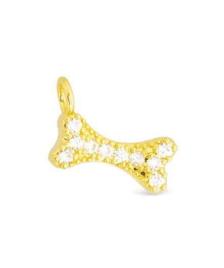Gold CZ Dog Bone Charm