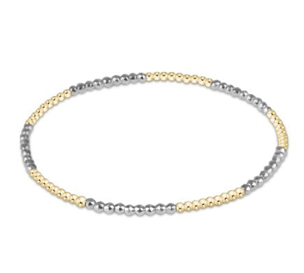 Blissful Pattern 2mm Bead Bracelet - Bright Silver Faceted Hematite