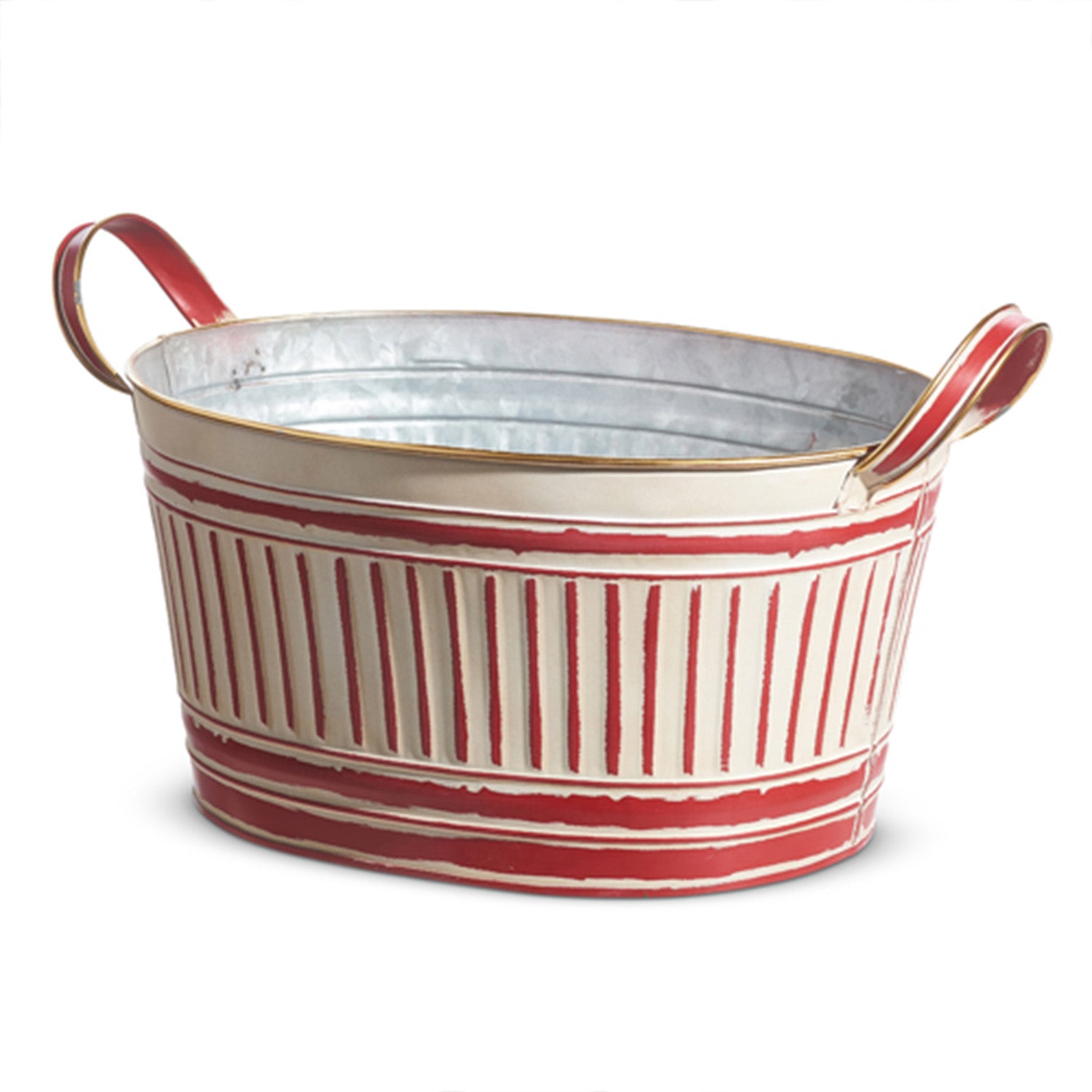 Striped Galvanized Handled Bucket