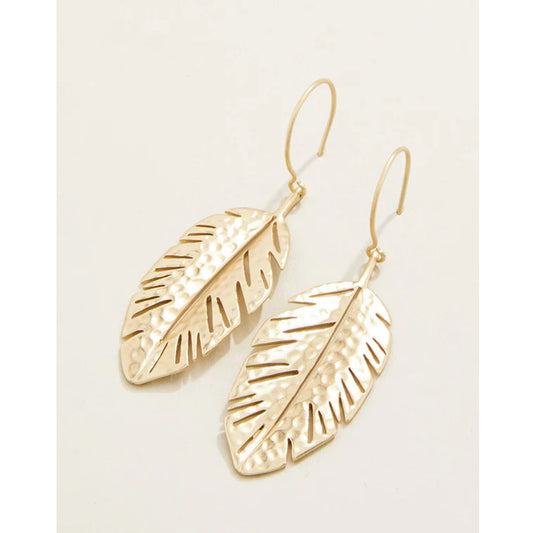 Calathea Leaf Earrings Gold