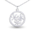 Flower Circle Necklace – Silver