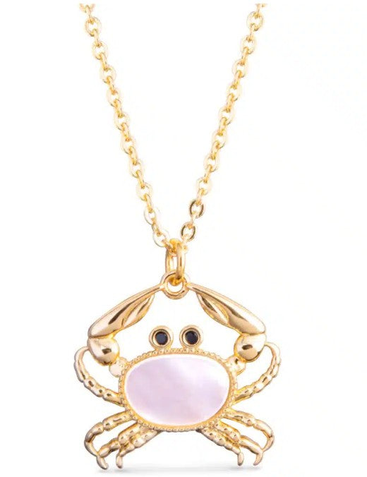 Gold Mother of Pearl Crab Necklace