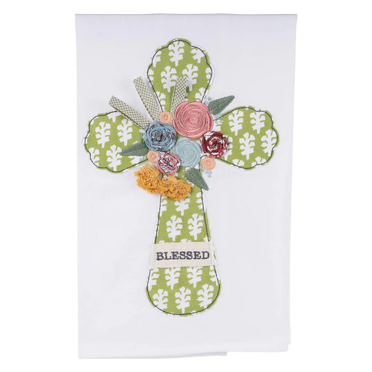 Flower Blessed Cross Hand Towel