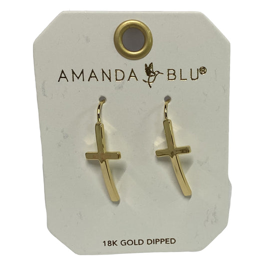 Maria Polished Cross Drop Gold Earrings