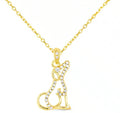 Gold CZ Dog Silhouette Necklace