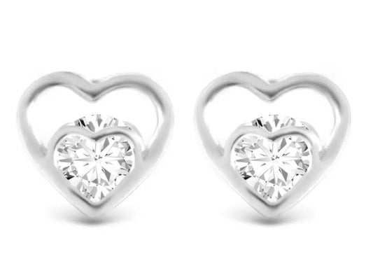 Double Heart Stud – Silver