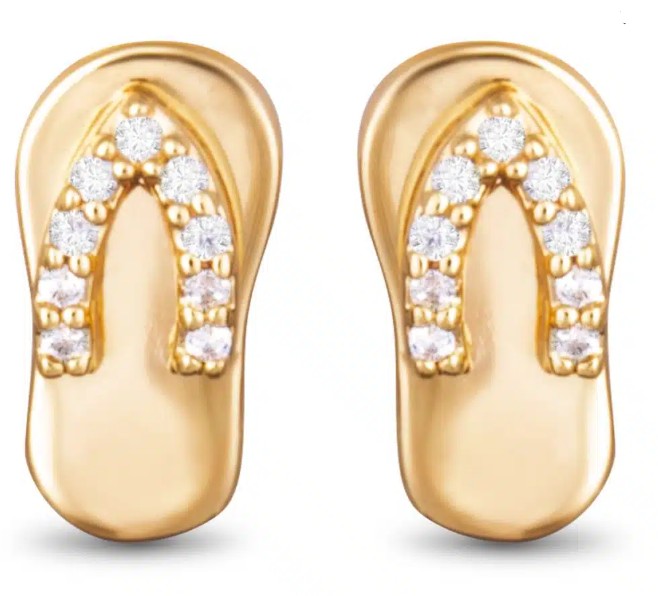 Strap Flip Flop Stud Earrings – Gold