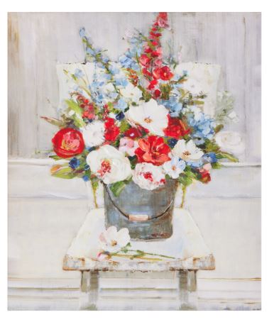 12" Red White and Bloom Wall Art