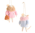 6" Fur Coat Mice Ornament