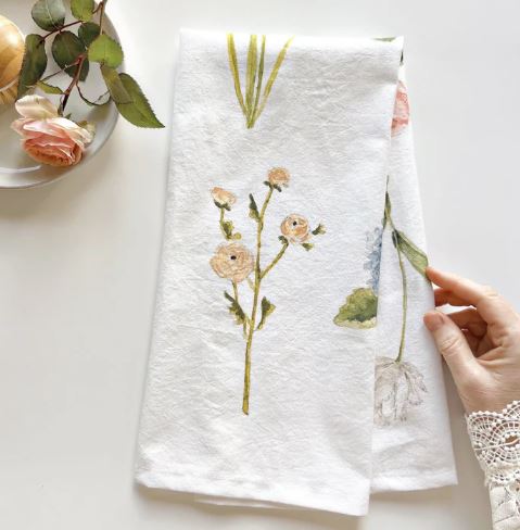 Garden Flowers Tea Towel