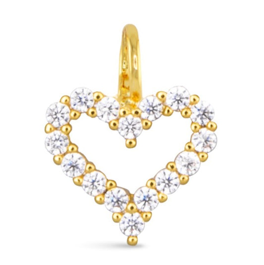 Gold CZ Heart Charm