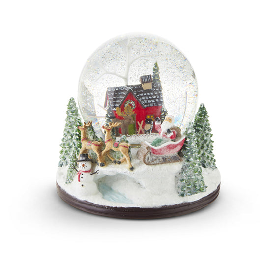 House with Santa and Sleigh Musical Lighted Swirling Glitter Water Globe*