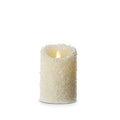 Moving Flame White Iced Pillar Candle