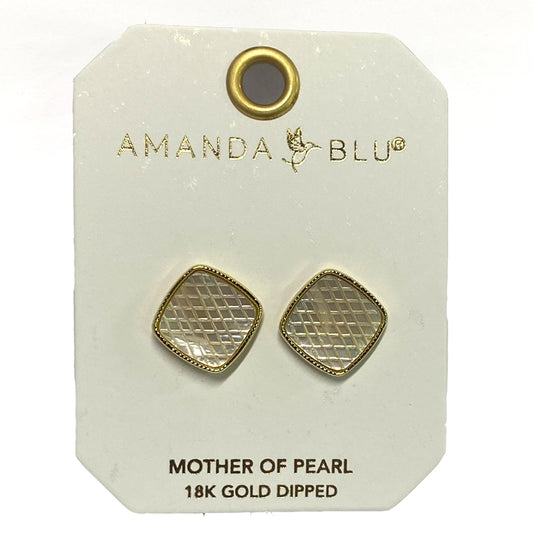 Mother of Pearl Etched Square Earrings