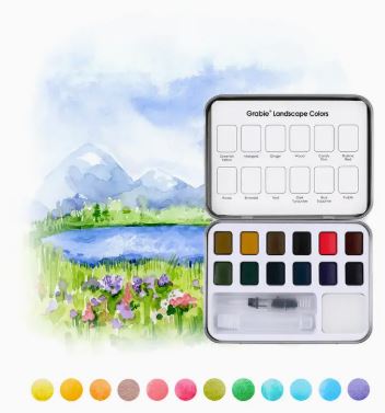 Watercolor Pocket Set Of 12 With Brush - Landscape Colors