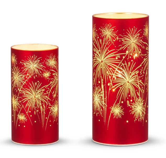 8" Lighted Firework Lanterns