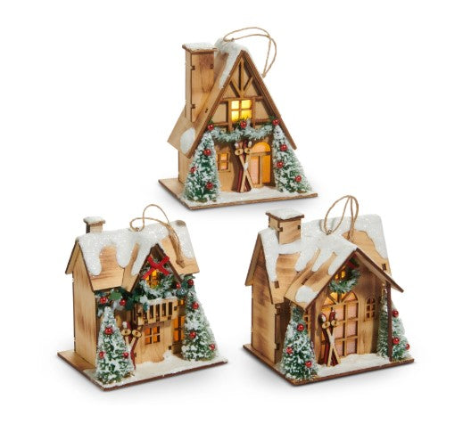 5" Lighted Lodge House Ornament