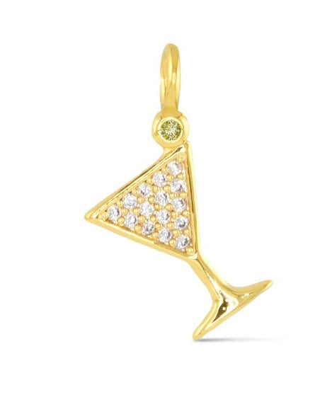 Gold CZ Martini Charm