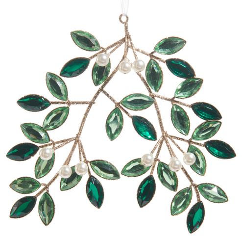 6.5" Jeweled Golden Mistletoe Ornament