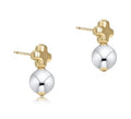 Signature Cross Beaded Small Mixed Metal Stud- classic Sterling
